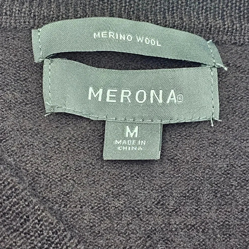 Merona Mens Brown 100% Merino Wool Argyle V-Neck Sweater Size M‎ F16750986